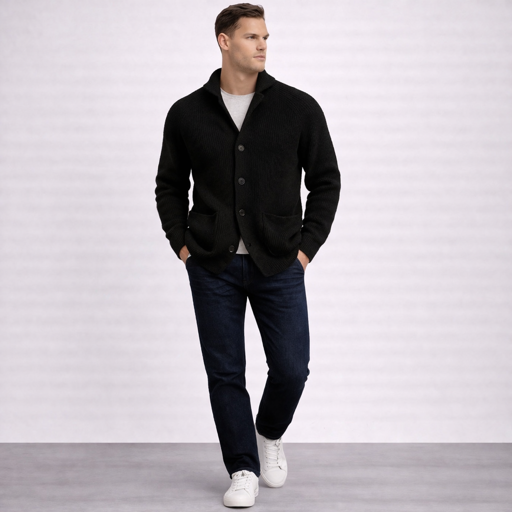 Hugo | Cárdigan de lana con canalé para hombre