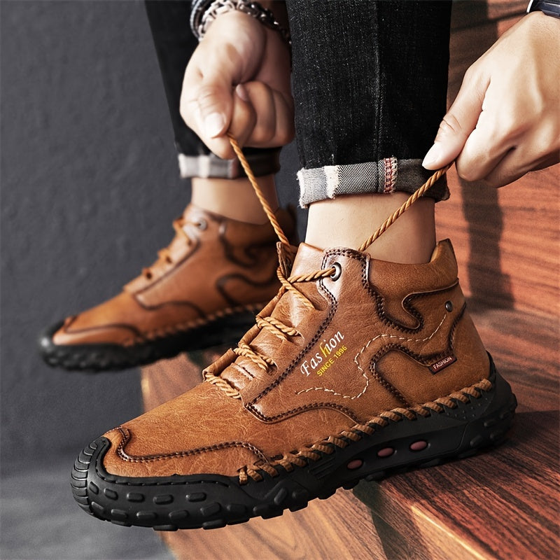 Kolman - Botines Casuales De Cuero Con Cordones Y Suela Antideslizante