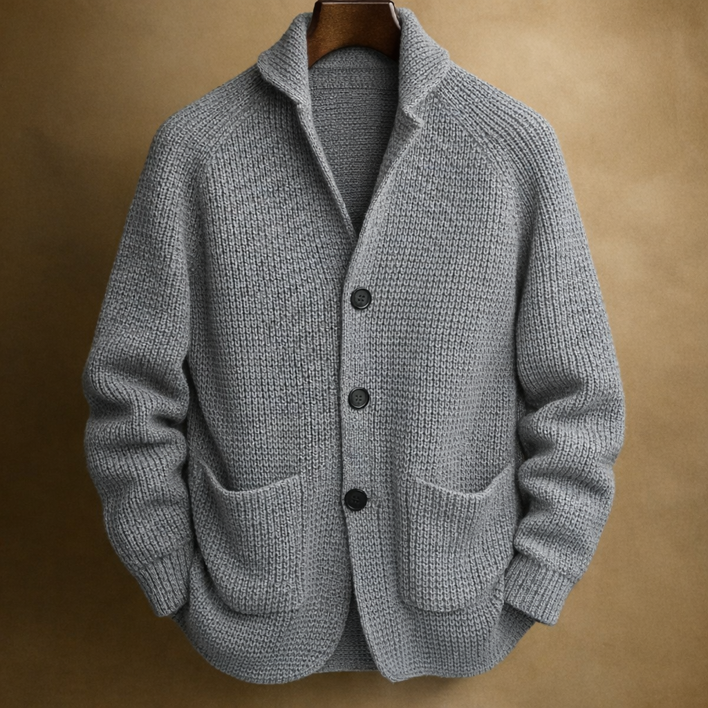 Hugo | Cárdigan de lana con canalé para hombre