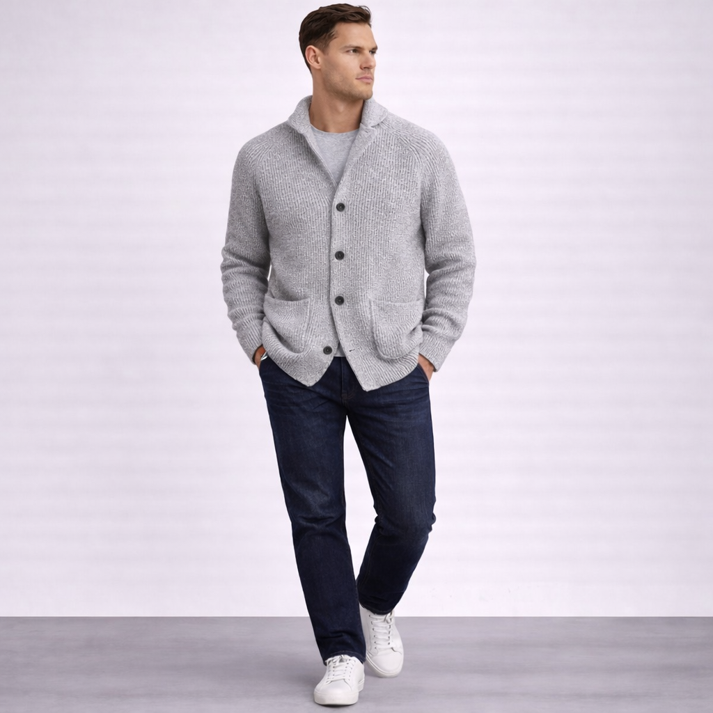 Hugo | Cárdigan de lana con canalé para hombre