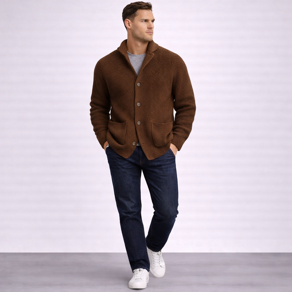 Hugo | Cárdigan de lana con canalé para hombre