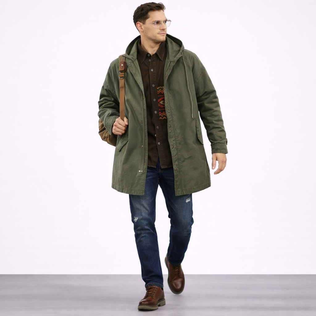 Ragnar - Chaqueta Con Capucha De Estilo Militar Vintage