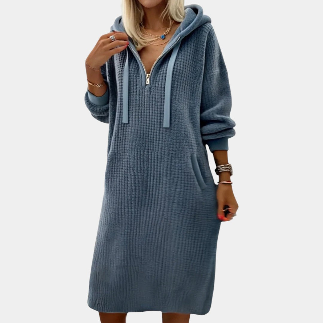 Naira | Vestido de Felpa con Capucha y Tejido Panal