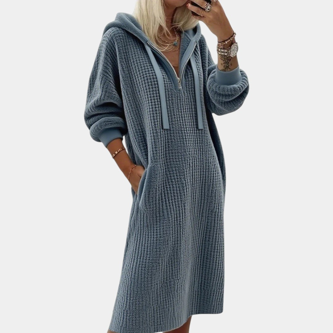 Naira | Vestido de Felpa con Capucha y Tejido Panal