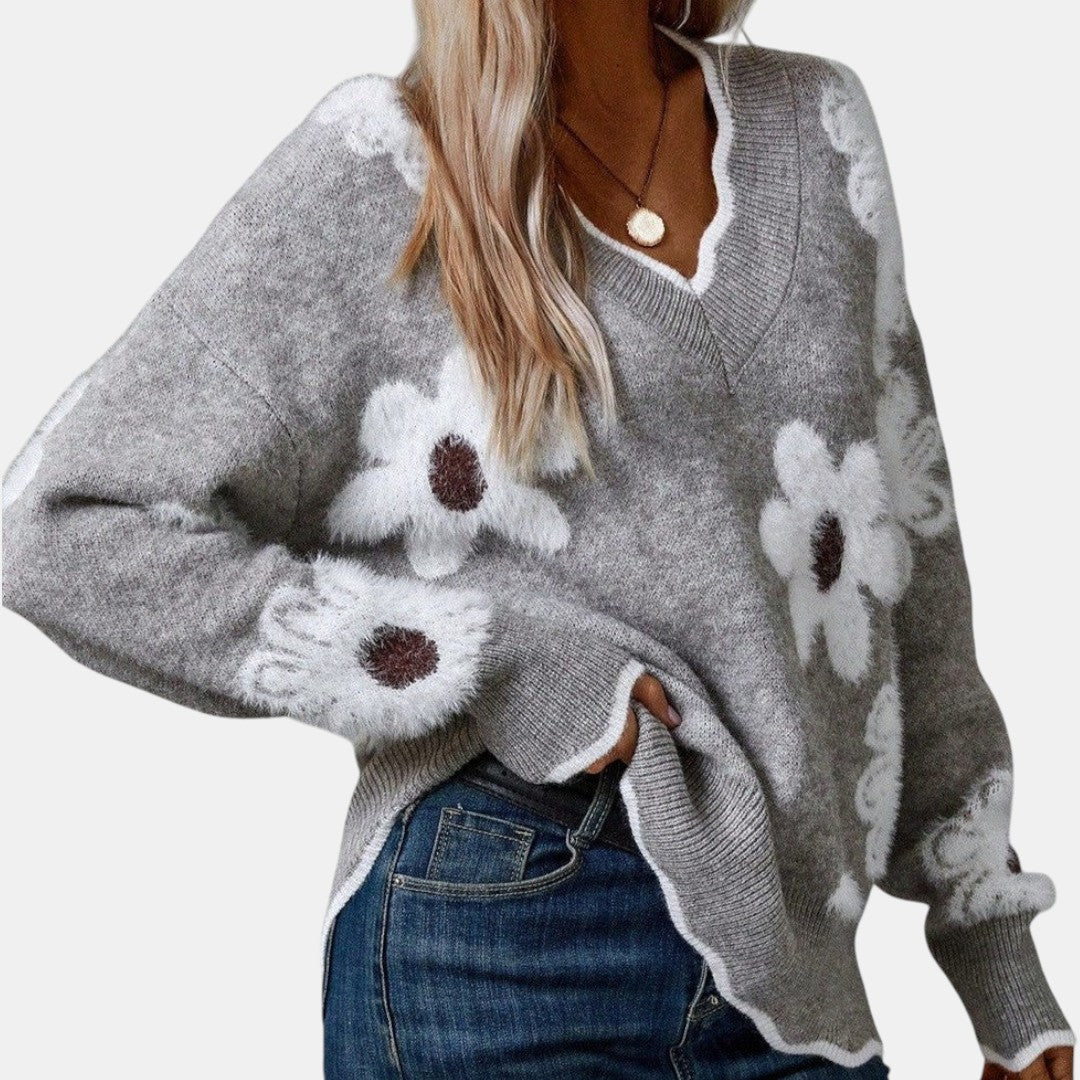 Floréa - Jersey floral con escote en V