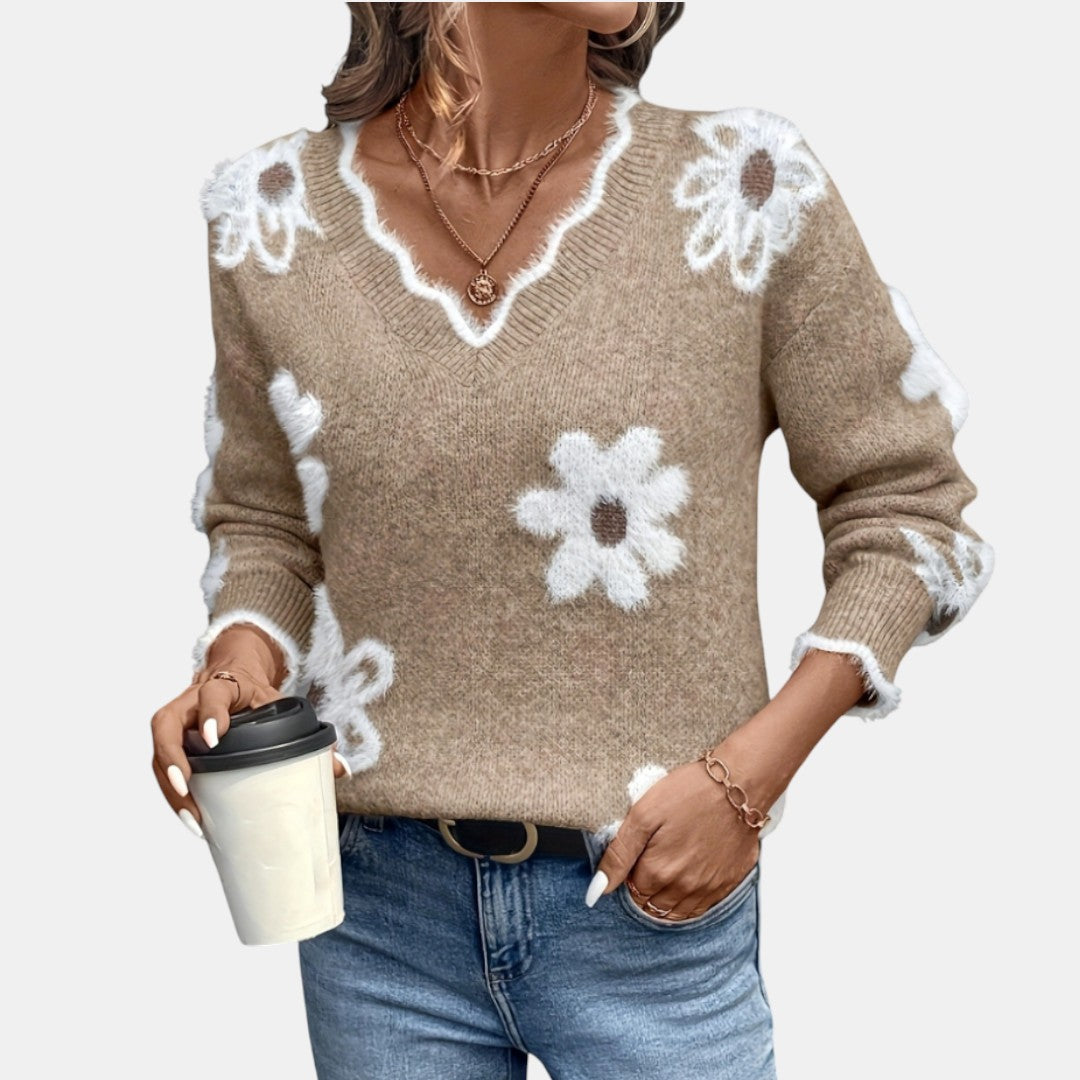 Floréa - Jersey floral con escote en V