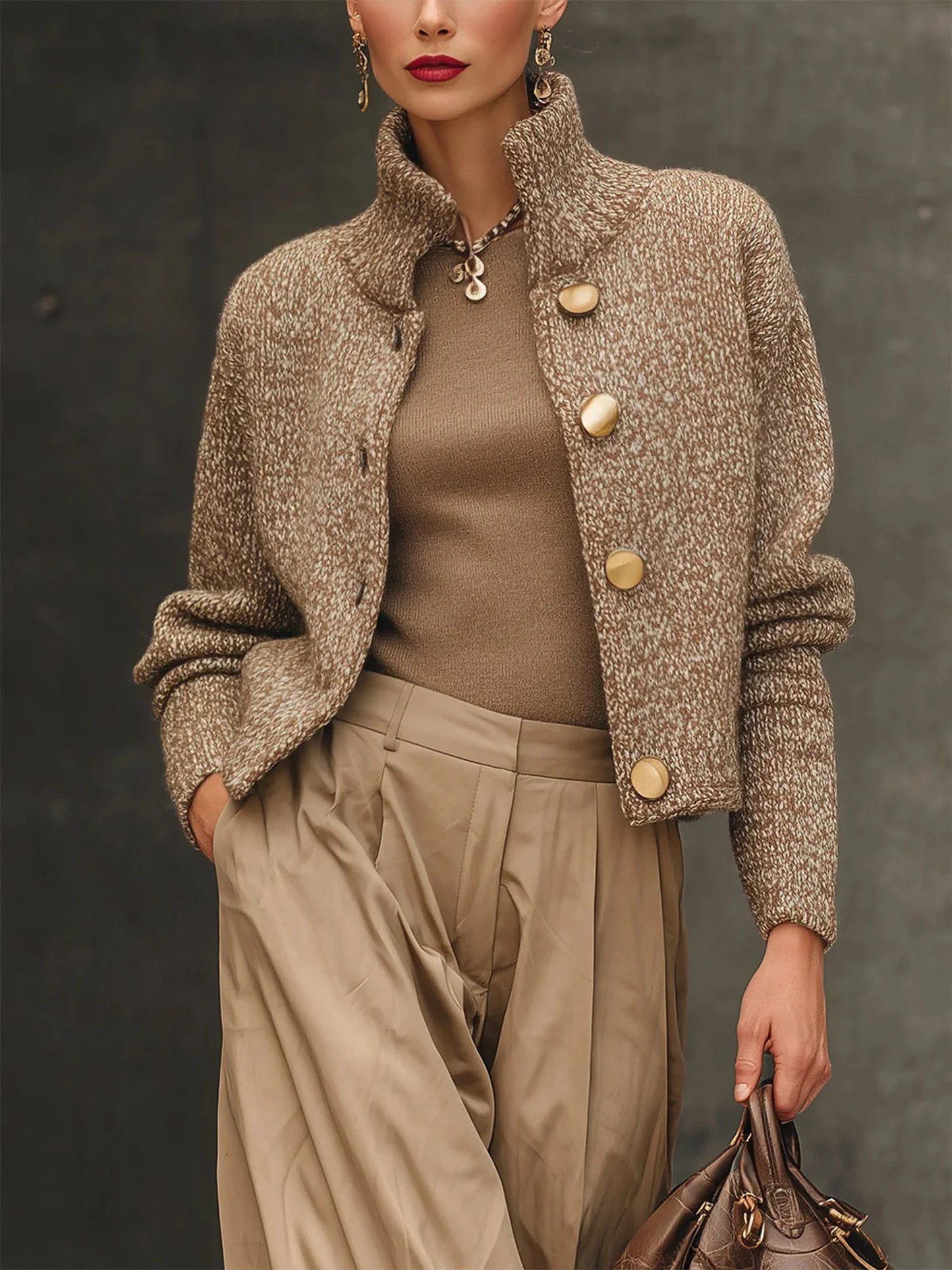 Aurora - Elegante chaqueta texturizada con botones grandes