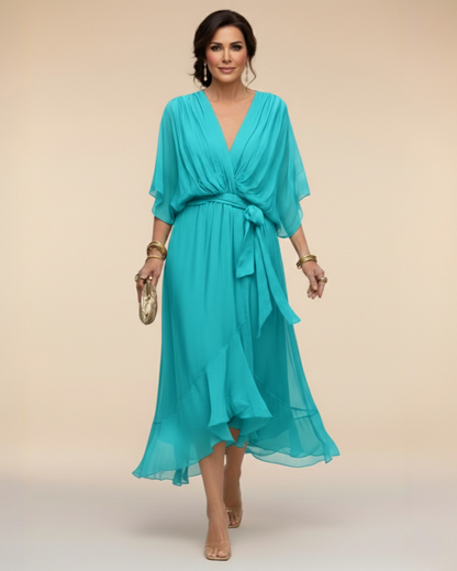 Daniela™ | Vestido de chifon escote en v