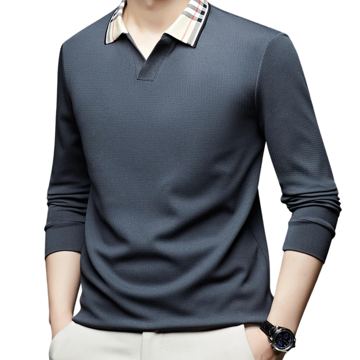 Lusia | Polo Elegante Con Cuello A Cuadros Para Hombre