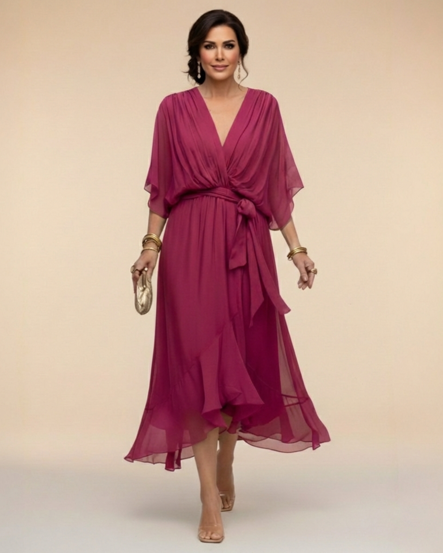 Daniela™ | Vestido de chifon escote en v