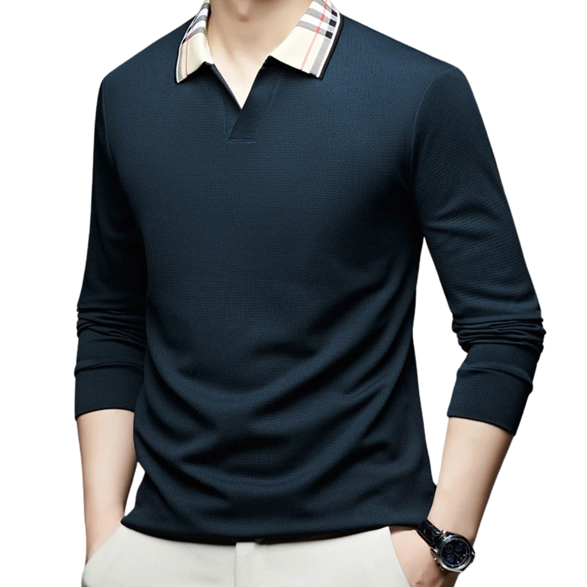 Lusia | Polo Elegante Con Cuello A Cuadros Para Hombre