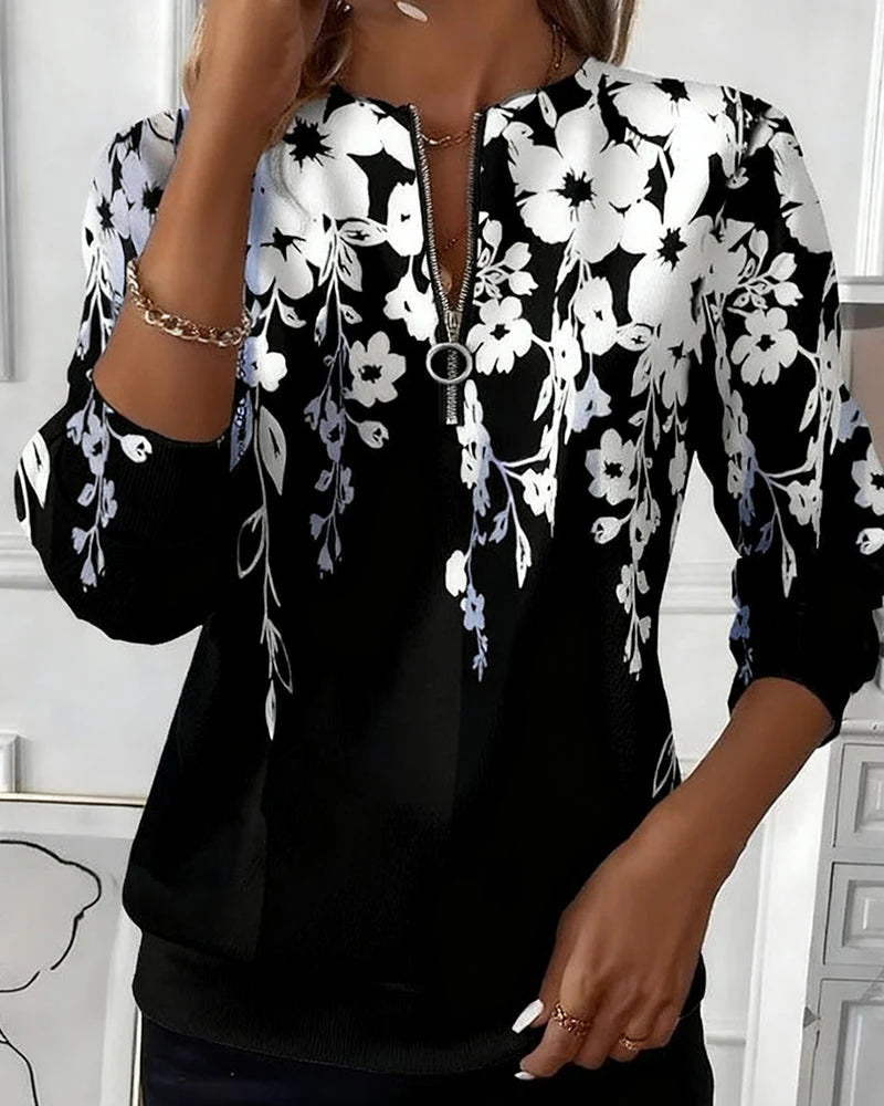 Marci | Sudadera Estampada Con Cuello Y Media Cremallera