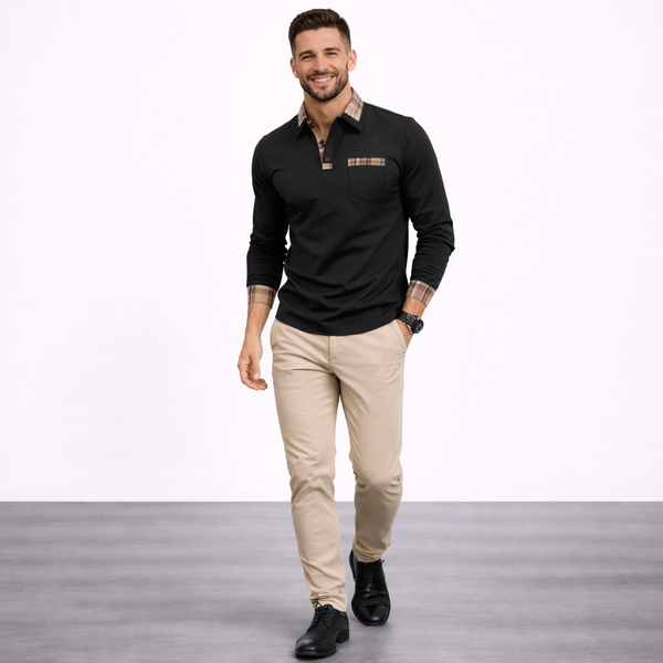 Donald | Polo De Lujo Con Detalles A Cuadros Para Hombre