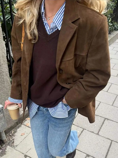 Ronia | Chaqueta Oversize De Ante Con Botones