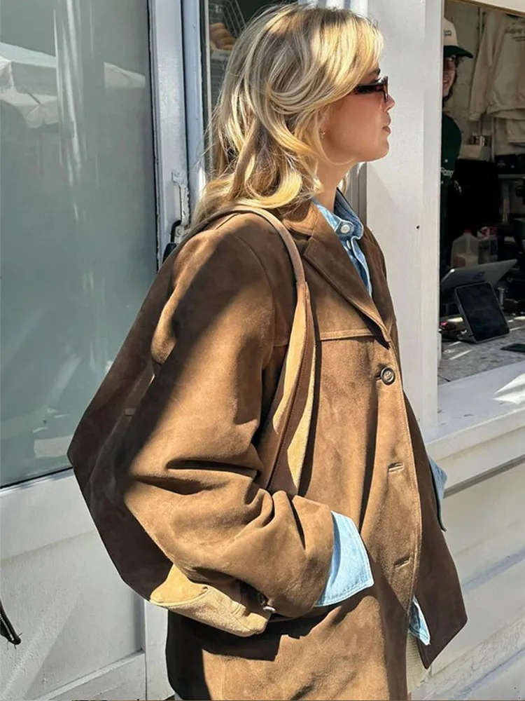Ronia | Chaqueta Oversize De Ante Con Botones