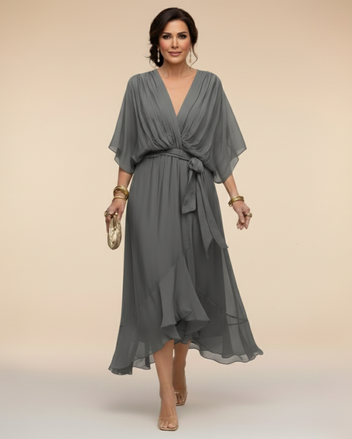 Daniela™ | Vestido de chifon escote en v