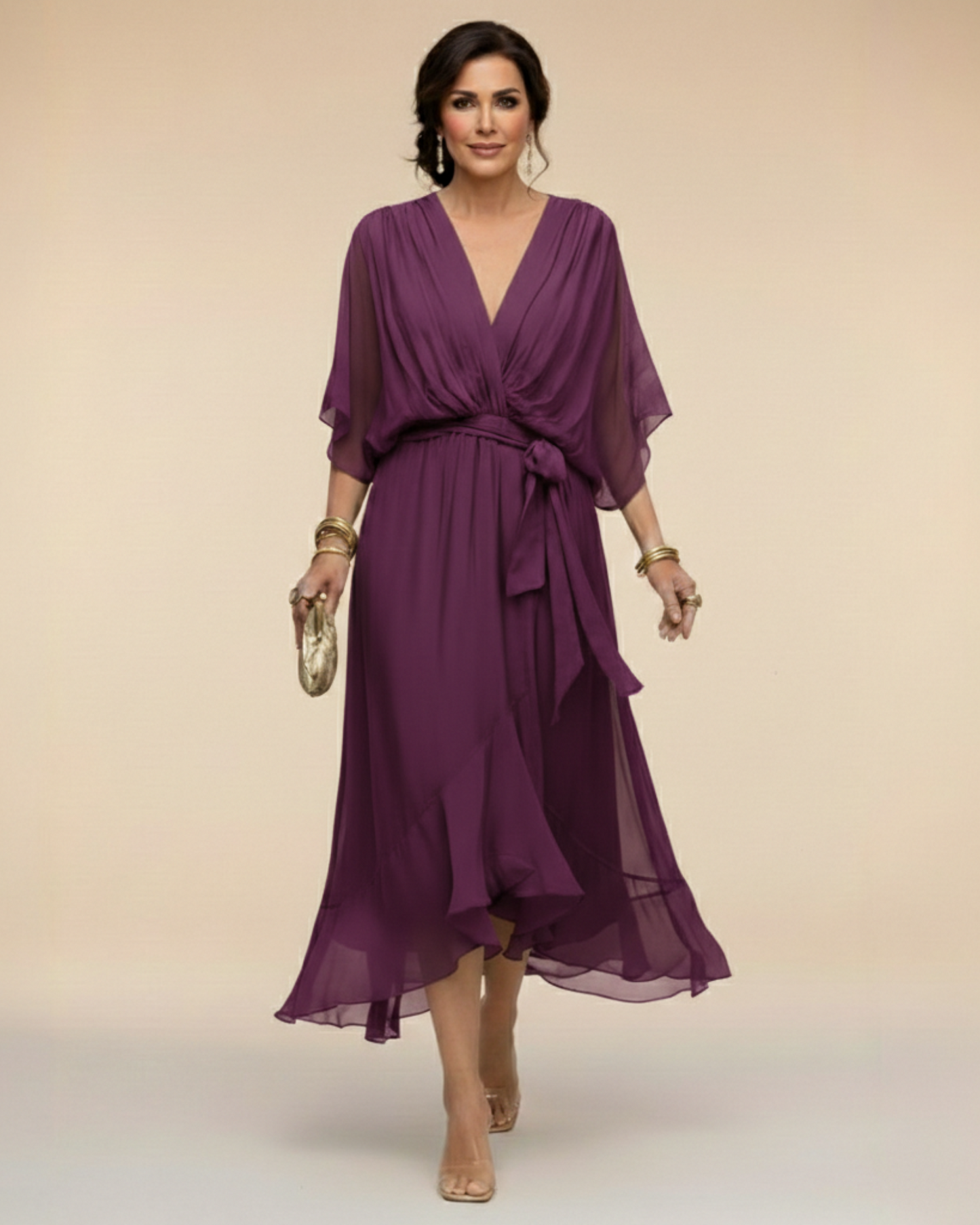 Daniela™ | Vestido de chifon escote en v