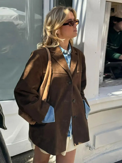 Ronia | Chaqueta Oversize De Ante Con Botones