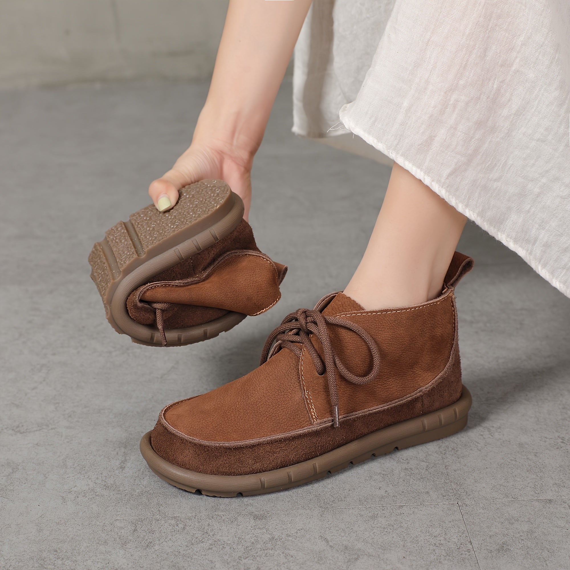 Lirinda - Botas Tobillo De Cuero Con Cordones