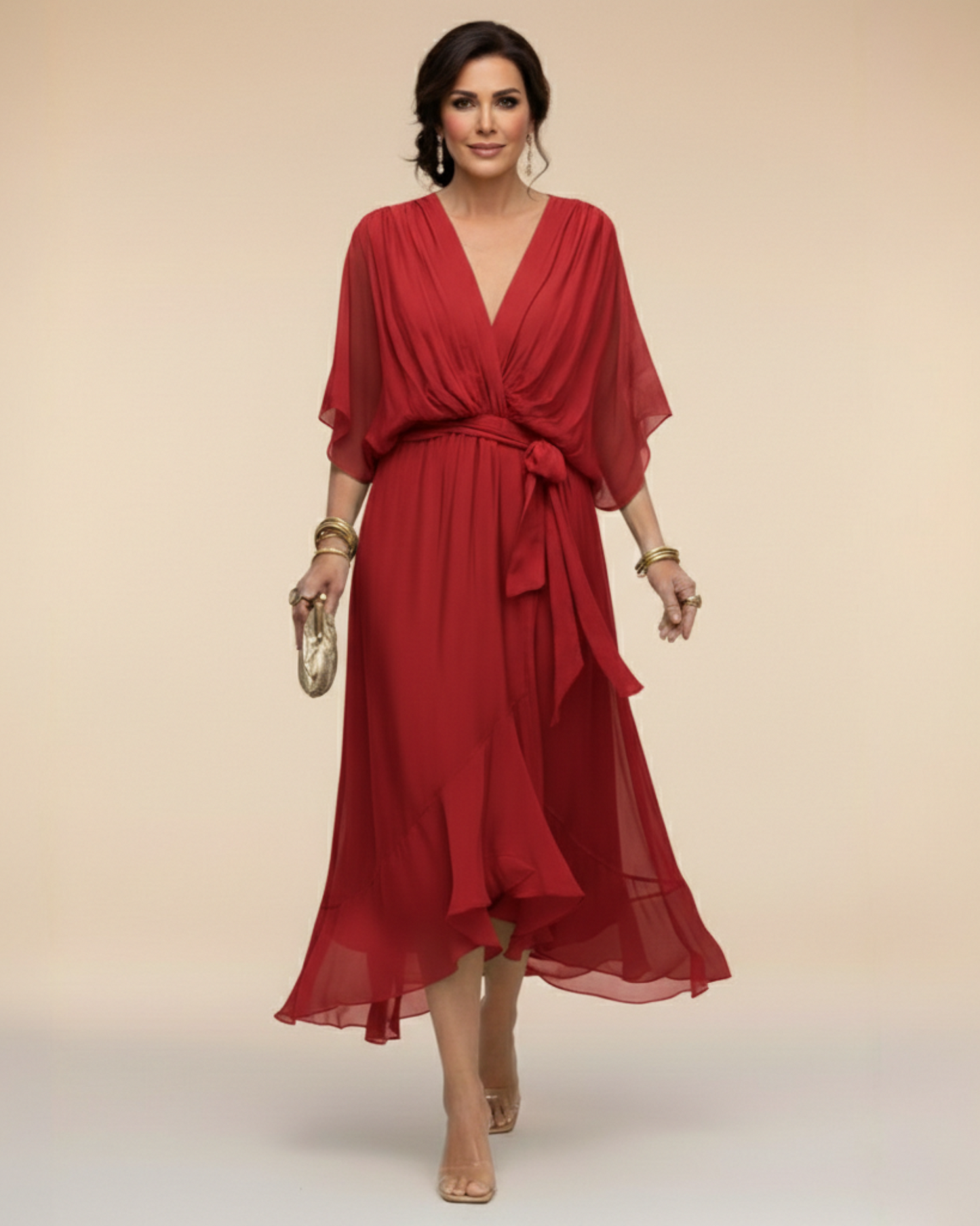 Daniela™ | Vestido de chifon escote en v