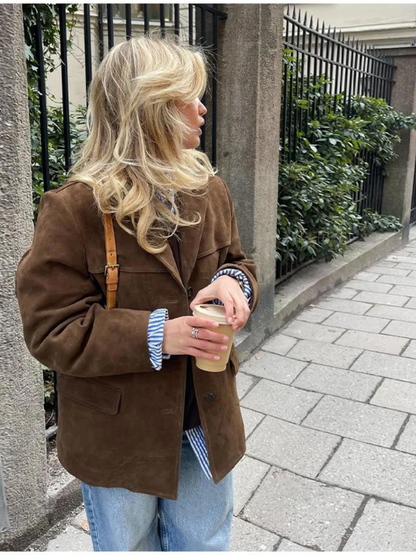 Ronia | Chaqueta Oversize De Ante Con Botones