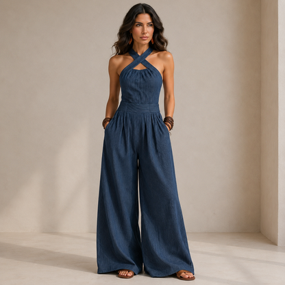 Blanca | Mono con escote cruzado elegante