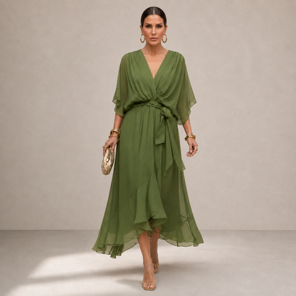 Daniela™ | Vestido de chifon escote en v