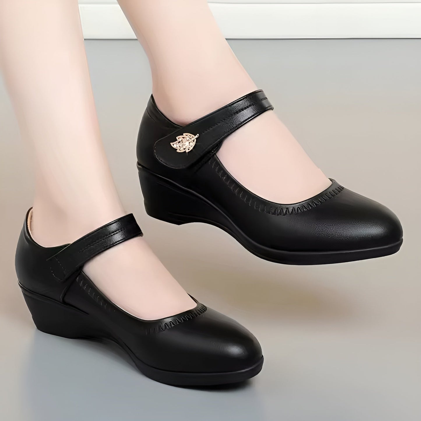 Brenka - Elegantes Zapatos De Cuero Con Correa