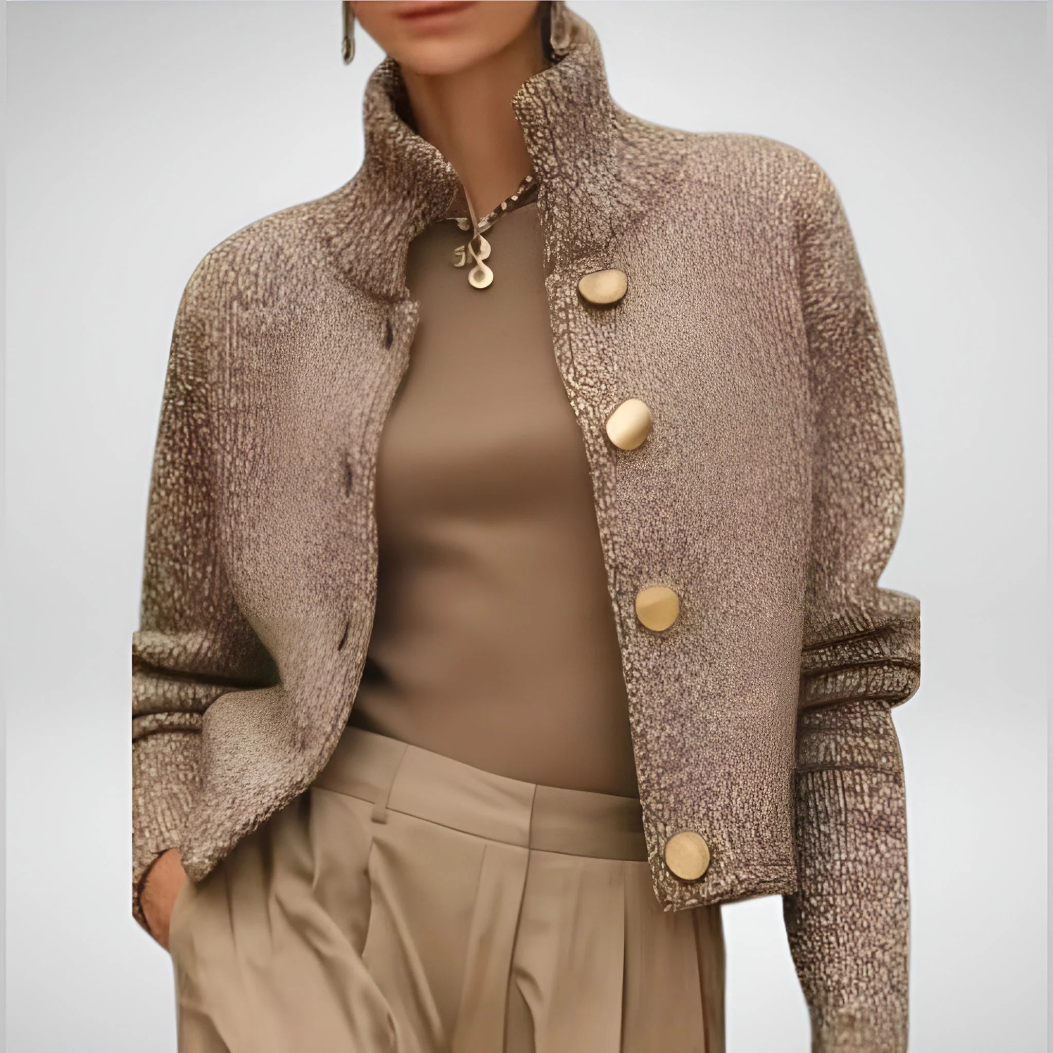 Aurora - Elegante chaqueta texturizada con botones grandes