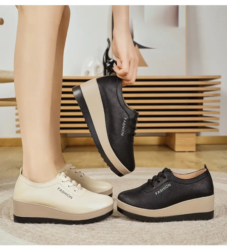 Saturnina - Zapatos De Cuero Con Suela Gruesa