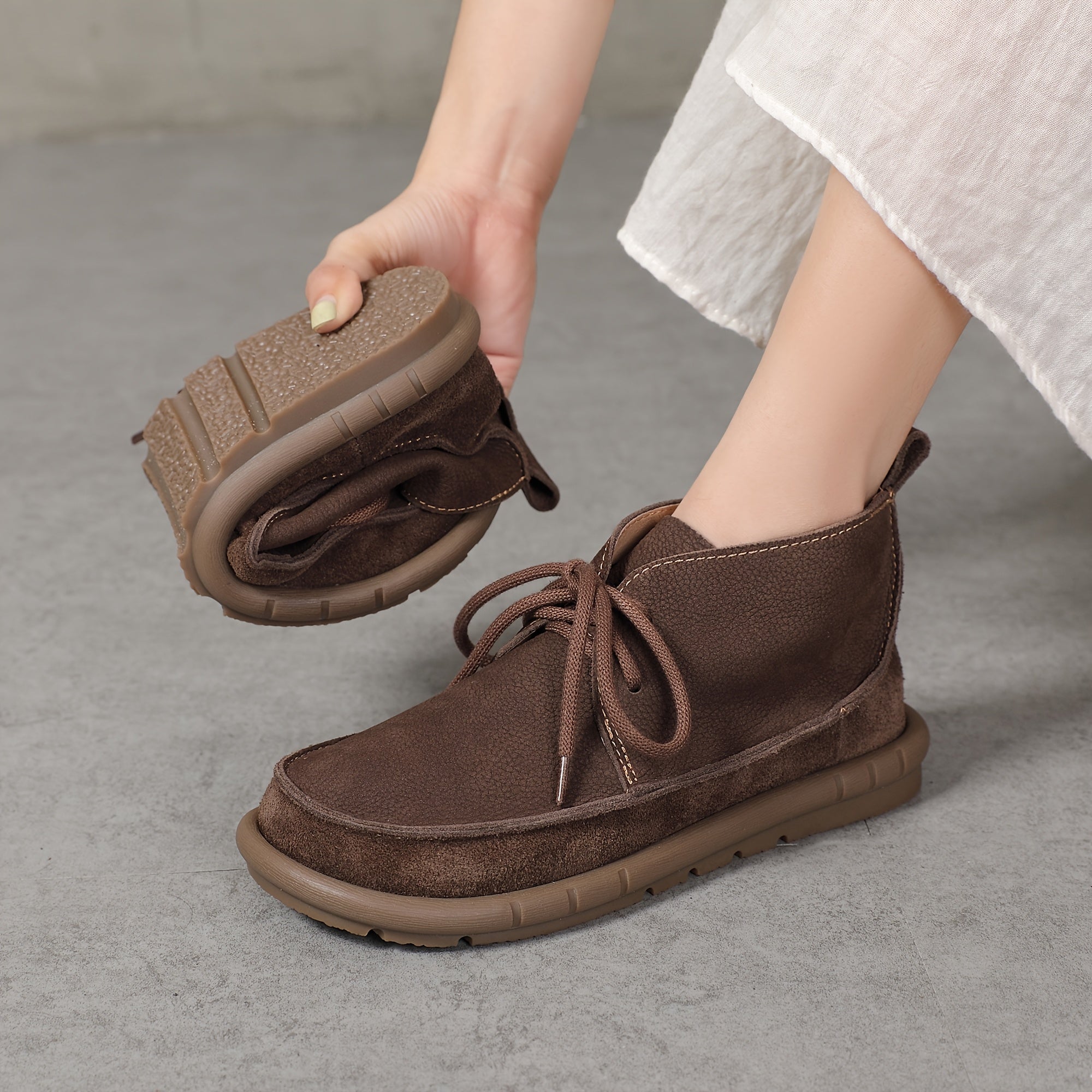 Lirinda - Botas Tobillo De Cuero Con Cordones