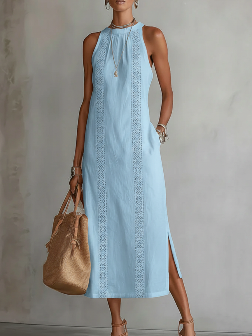 Blanca™ | Vestido midi con cuello mao