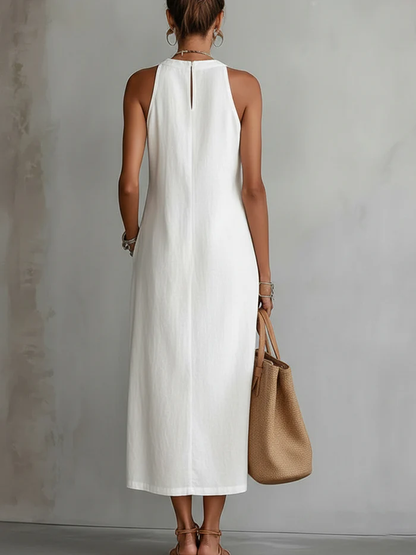 Blanca™ | Vestido midi con cuello mao