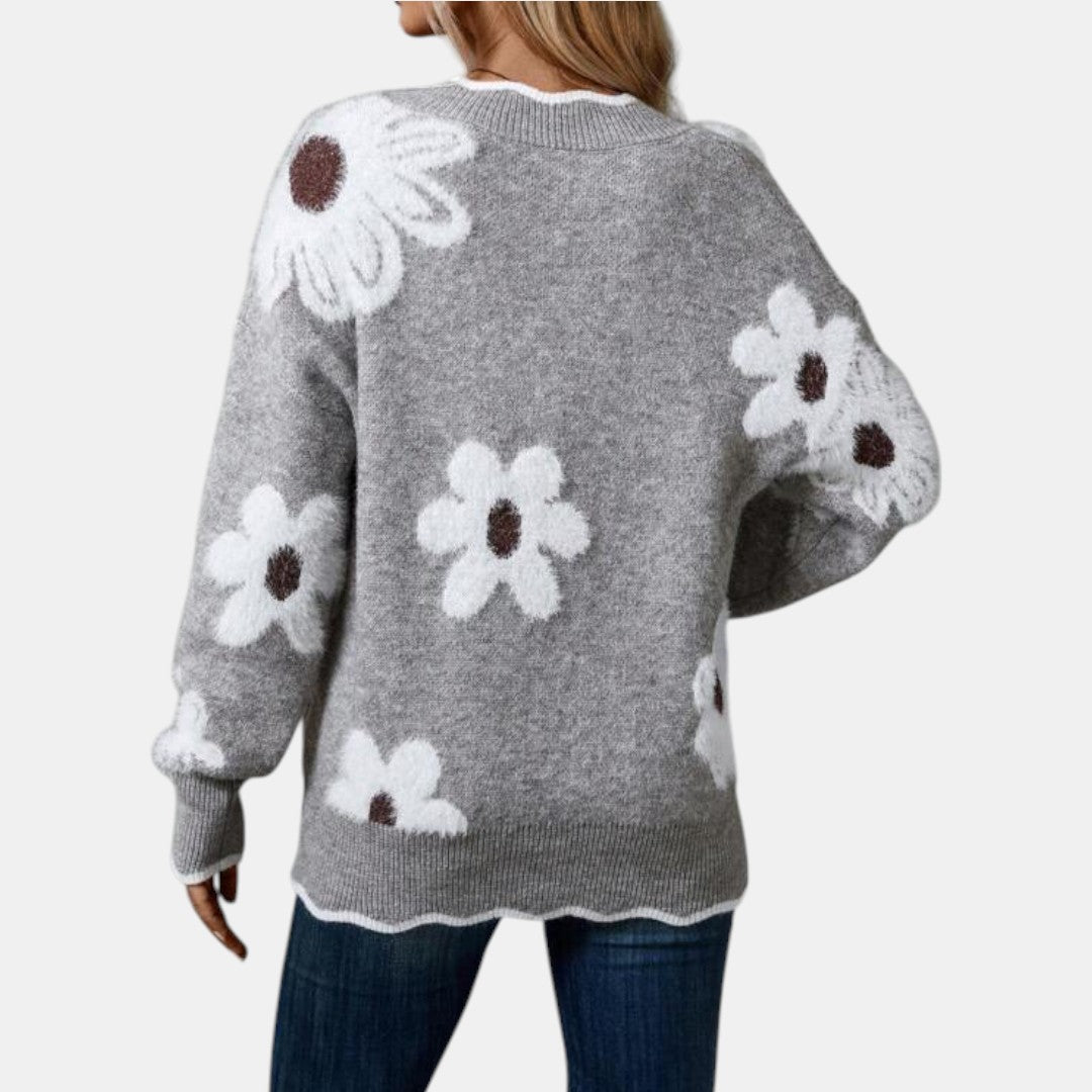 Floréa - Jersey floral con escote en V