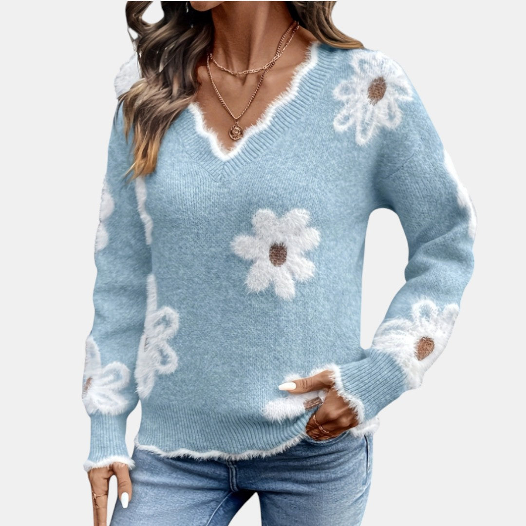 Floréa - Jersey floral con escote en V